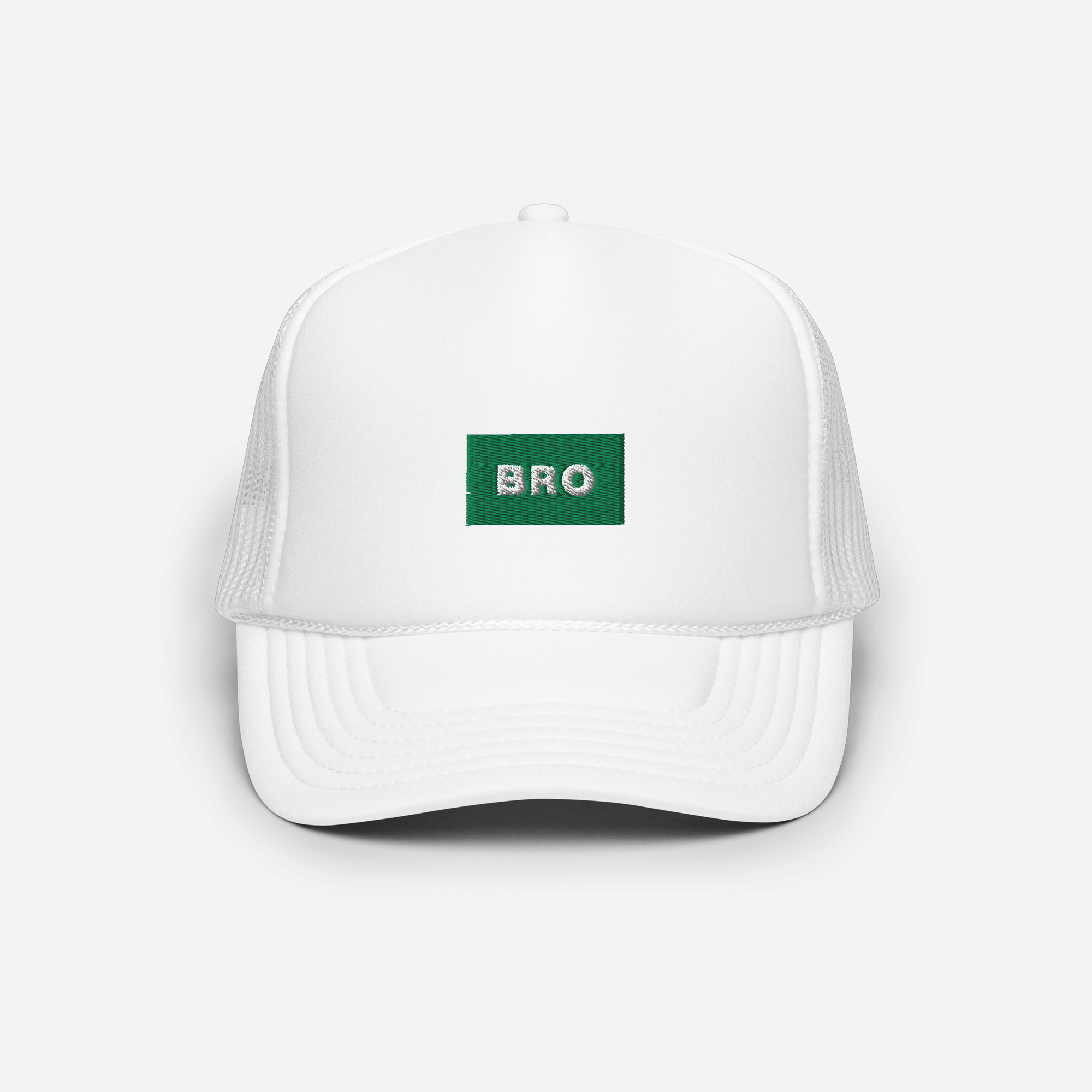 Foam Trucker Hat - White - BRO (green)