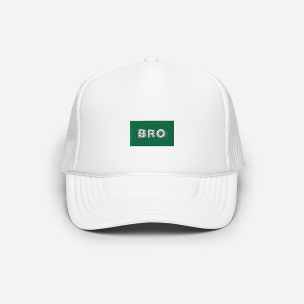 Foam Trucker Hat - White - BRO (green)