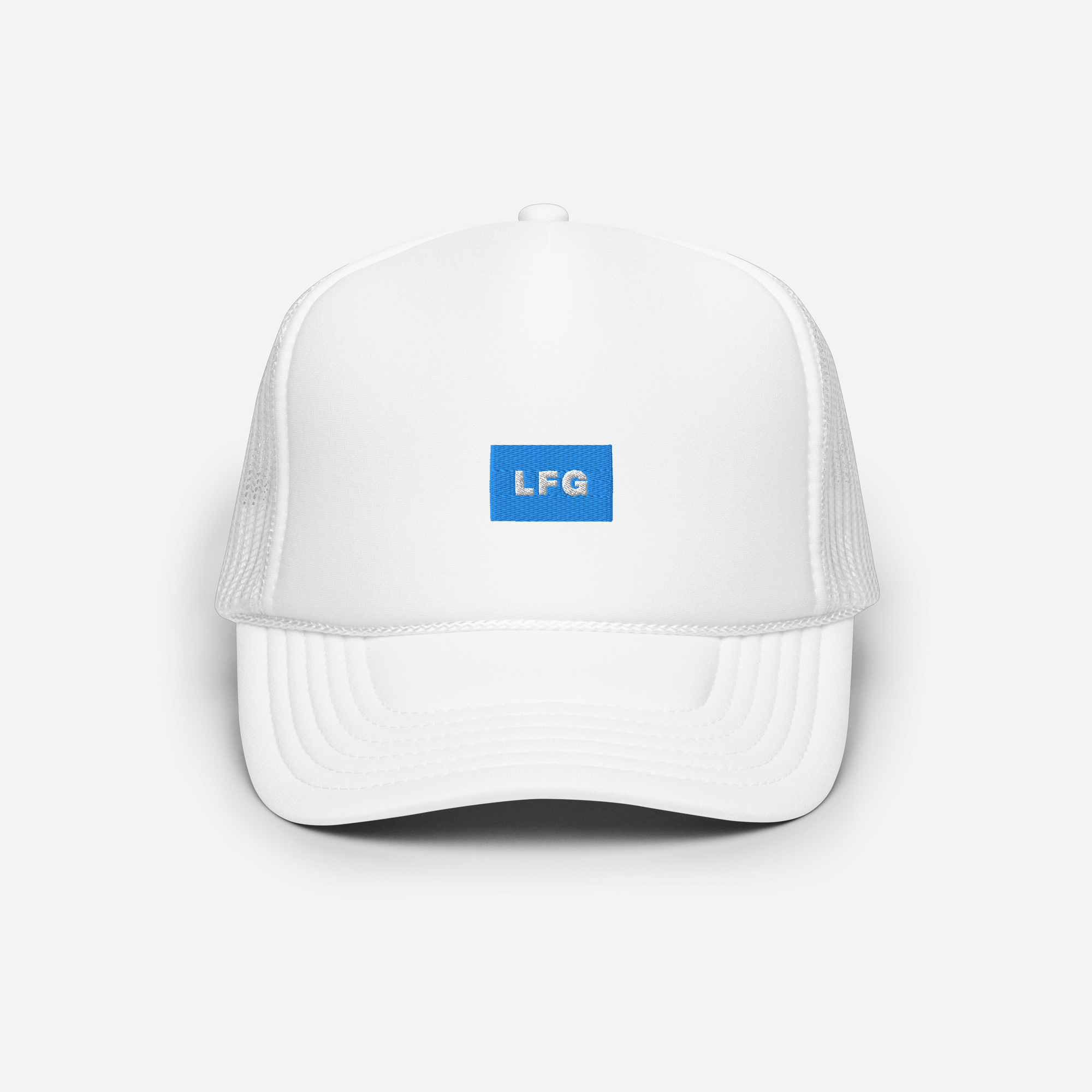 Foam Trucker Hat - White - LFG (blue)