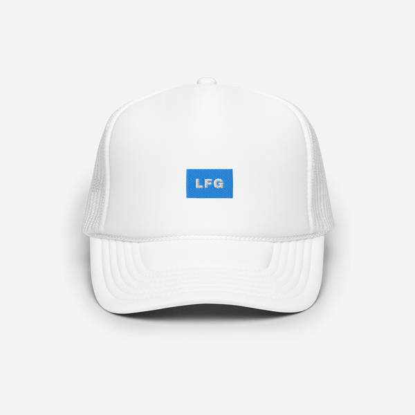 Foam Trucker Hat - White - LFG (blue)
