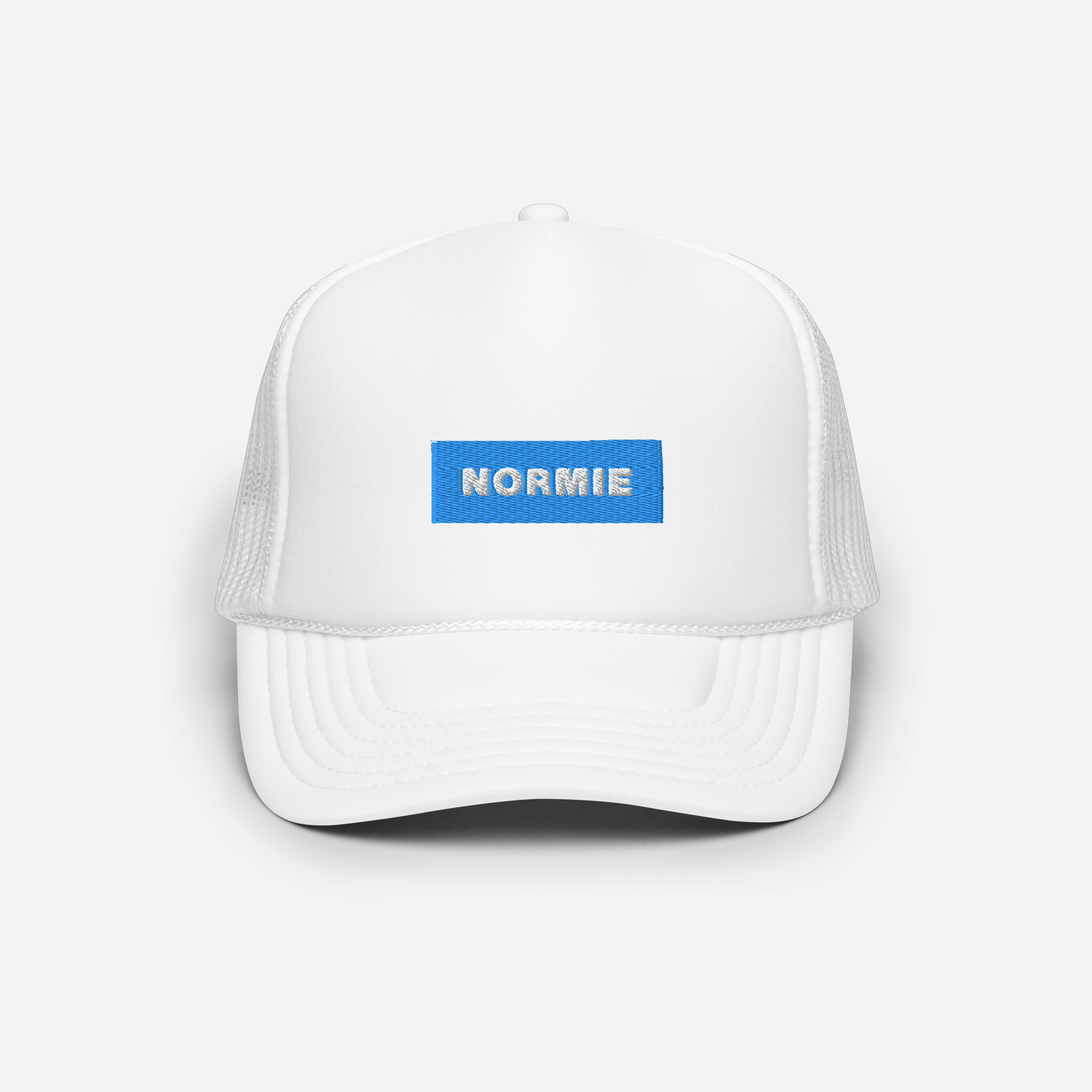 Foam Trucker Hat - White - NORMIE (blue)