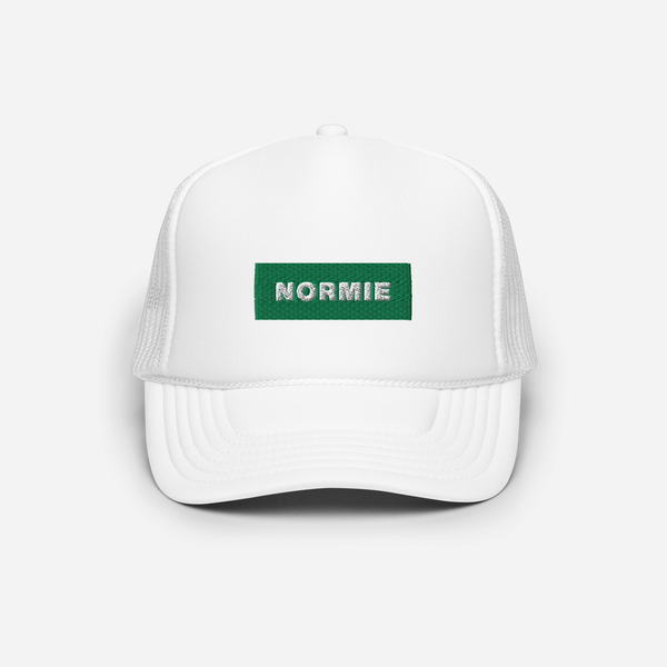 Foam Trucker Hat - White - NORMIE (green)