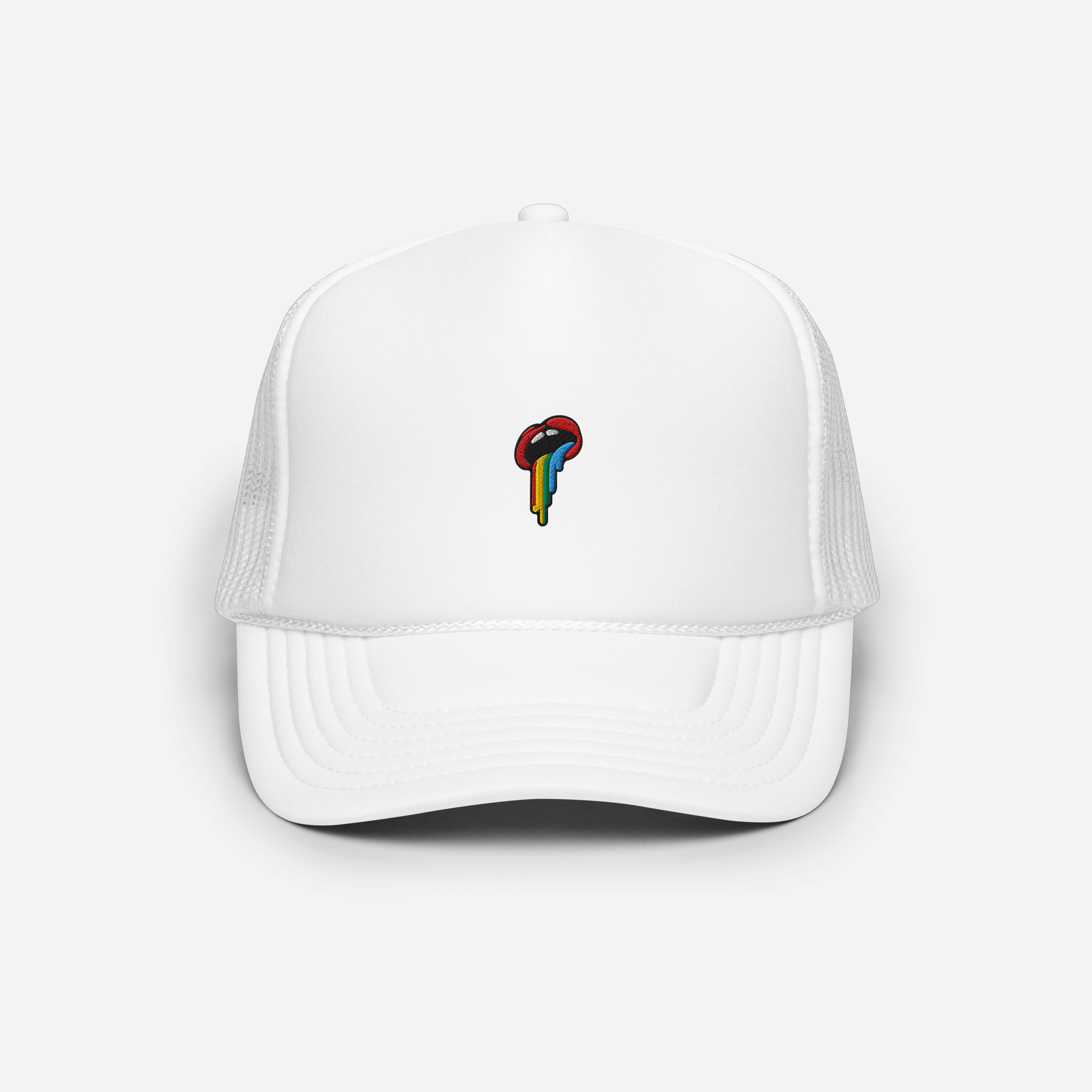 Foam Trucker Hat - White - Rainbow