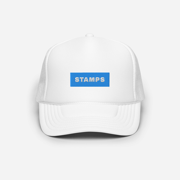 Foam Trucker Hat - White - STAMPS (blue)