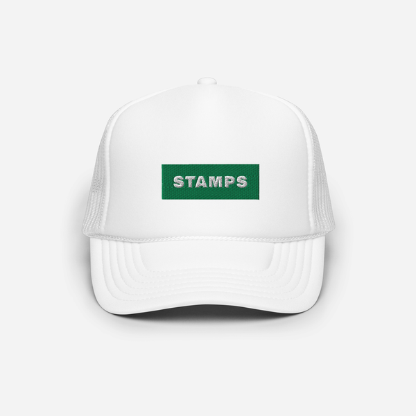 Foam Trucker Hat - White - STAMPS (green)