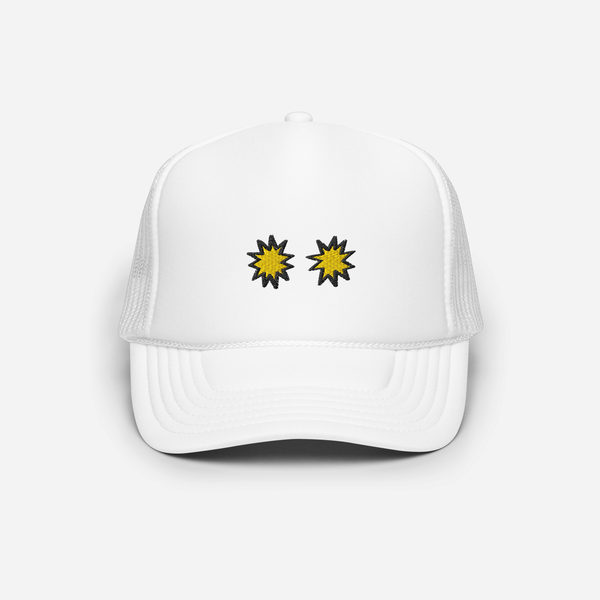 Foam Trucker Hat - White - StarsEyes (yellow)