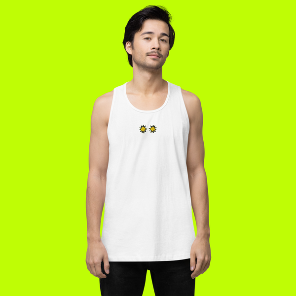 Men's Premium Tank Top - WHITE - StarsEyes (yellow)