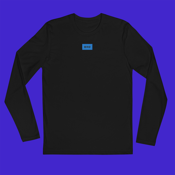 Men's Fitted Long Sleeve Shirt - BLACK - BRO (blue)