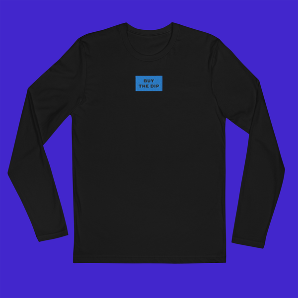 Men's Fitted Long Sleeve Shirt - BLACK - BUY THE DIP (blue)
