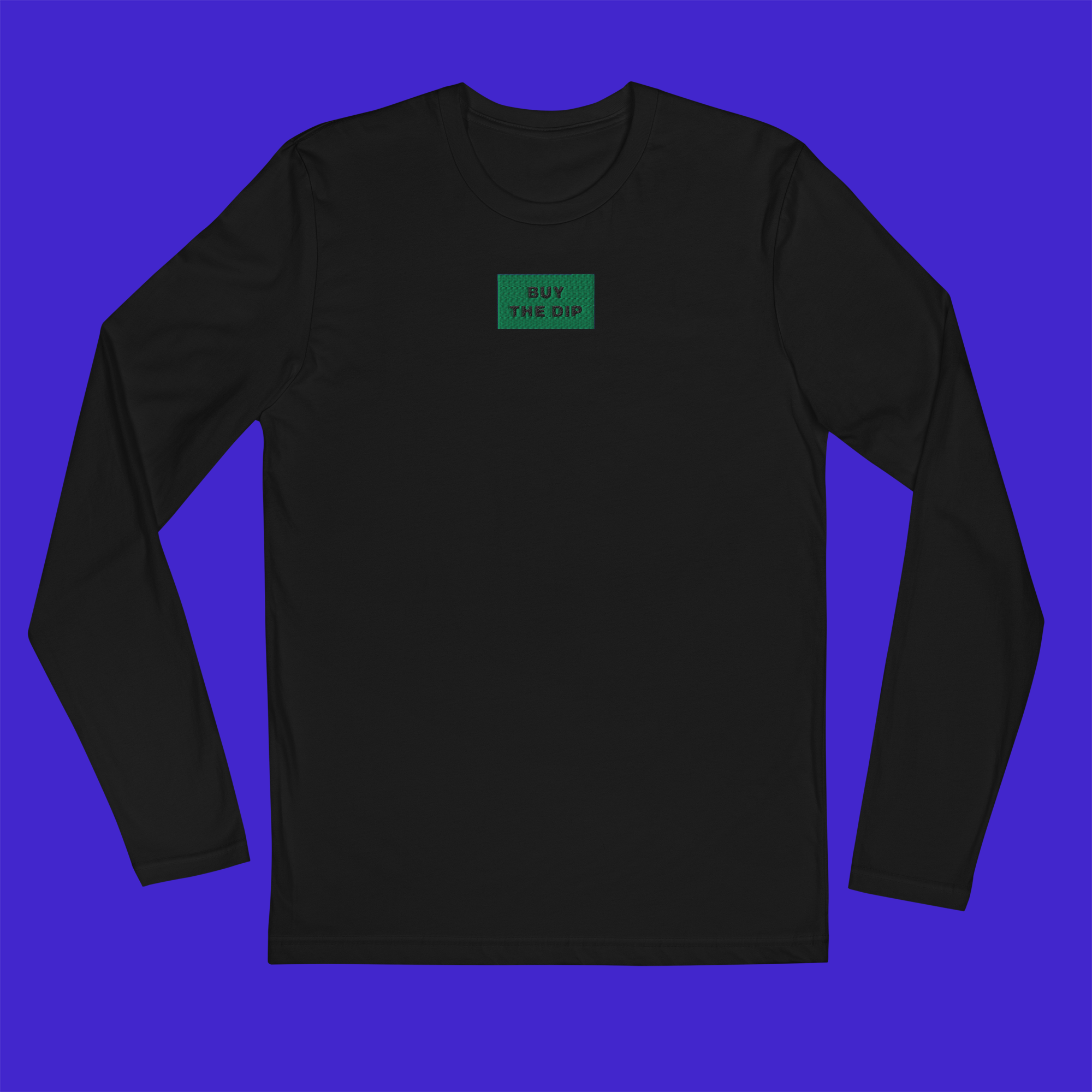 Men's Fitted Long Sleeve Shirt - BLACK - BUY THE DIP (green)