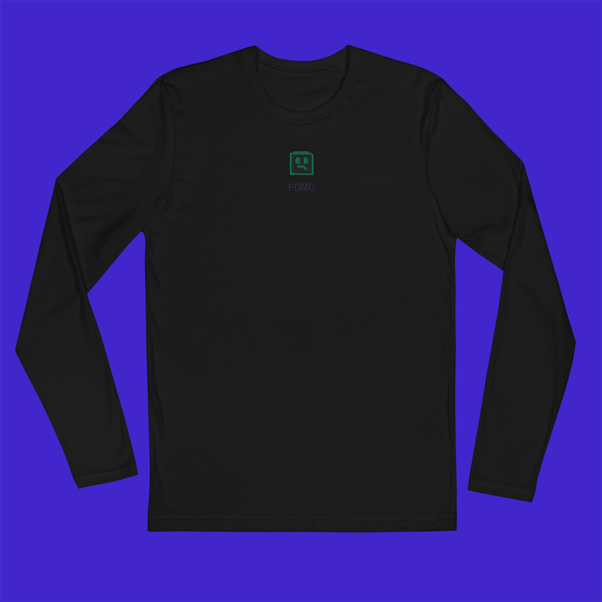 Men's Fitted Long Sleeve Shirt - BLACK - FOMO