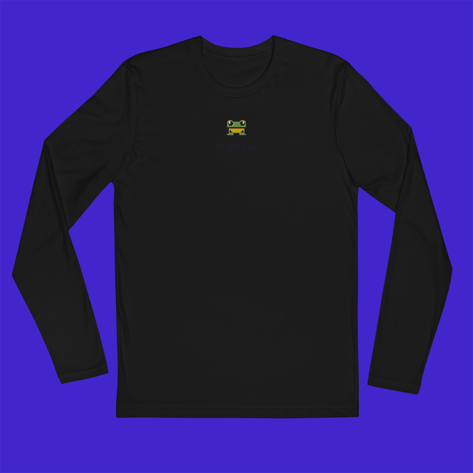 Men's Fitted Long Sleeve Shirt - BLACK - FrogFolio