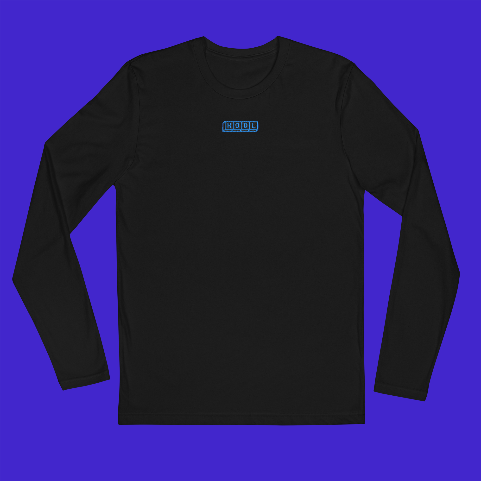 Men's Fitted Long Sleeve Shirt - BLACK - HODL