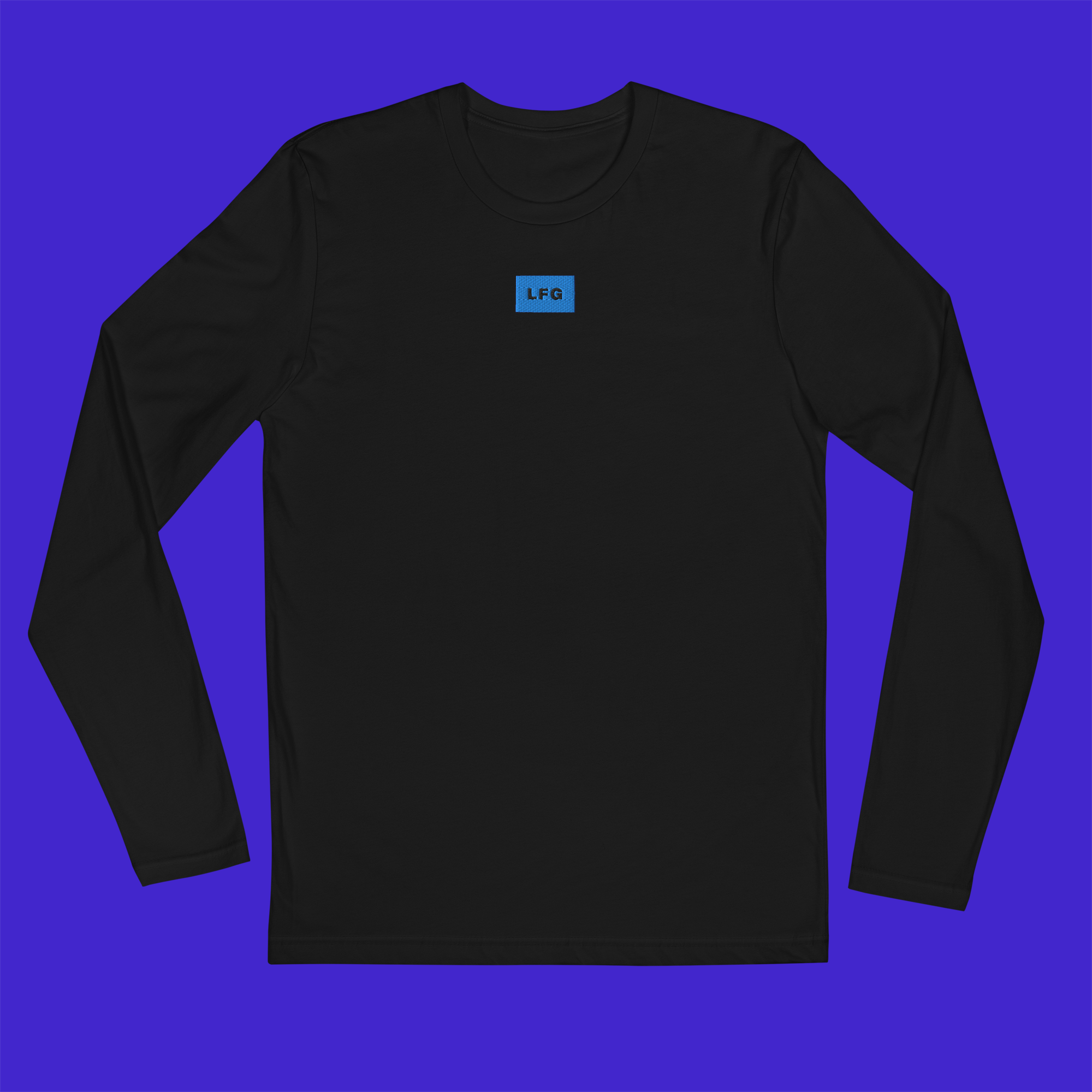 Men's Fitted Long Sleeve Shirt - BLACK - LFG (blue)