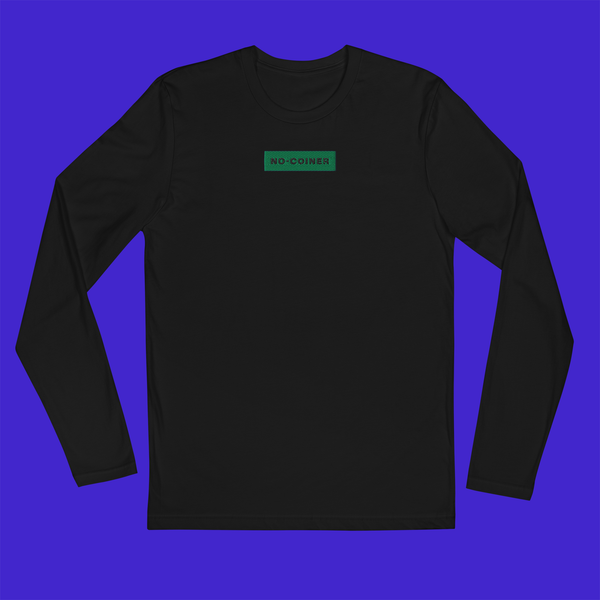 Men's Fitted Long Sleeve Shirt - BLACK - NO-COINER (green)