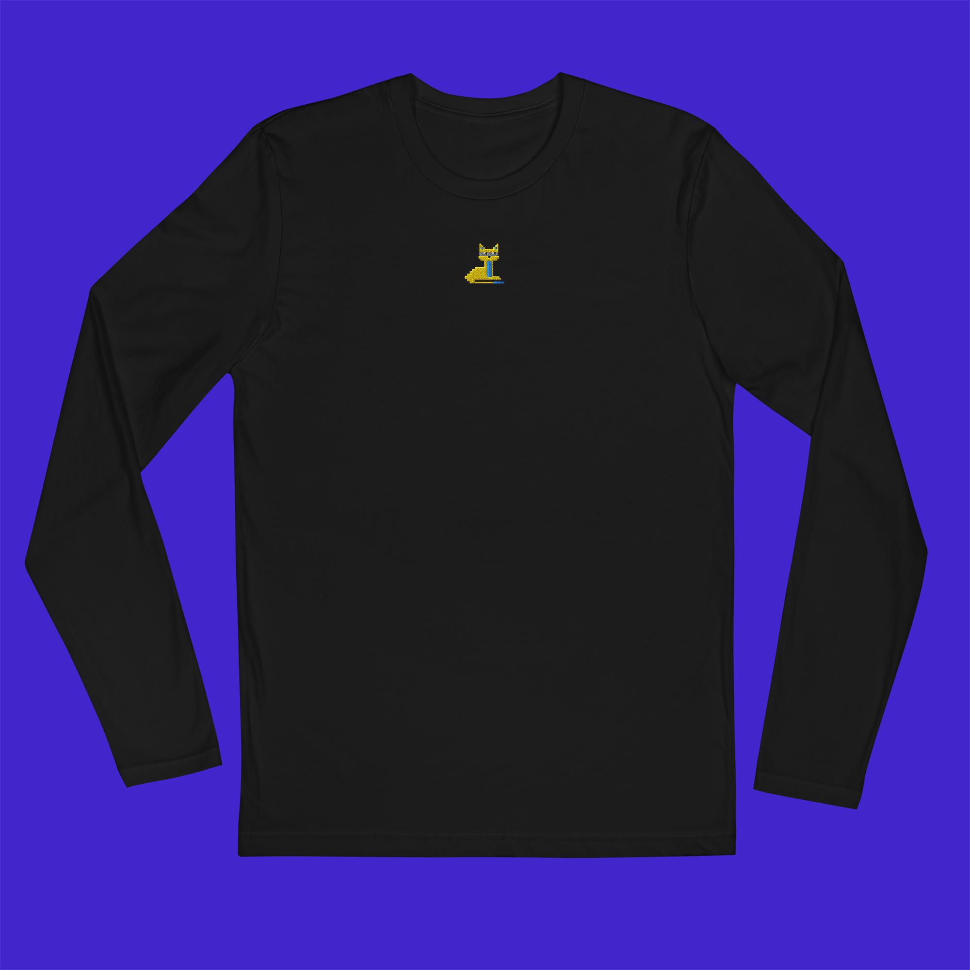 Men's Fitted Long Sleeve Shirt - BLACK - NodeCat