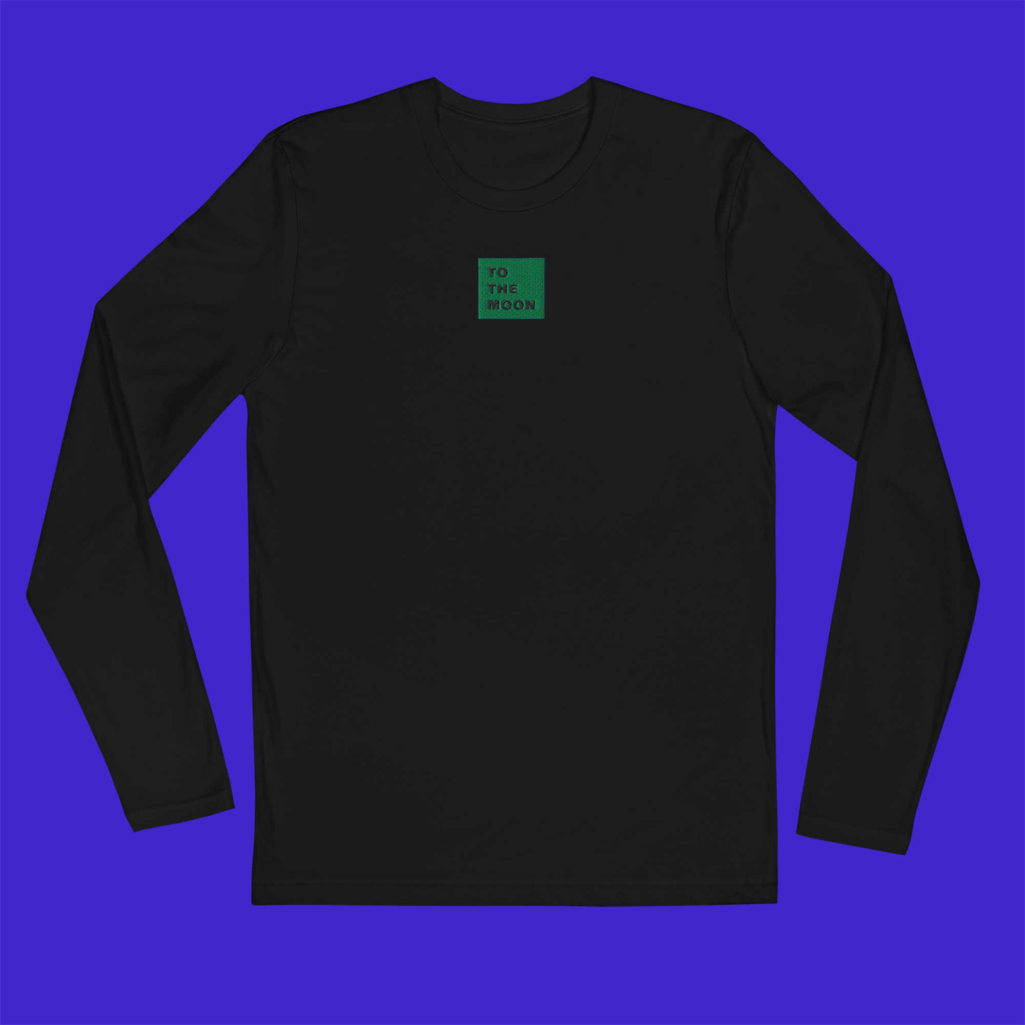 Men's Fitted Long Sleeve Shirt - BLACK - TO THE MOON (green)