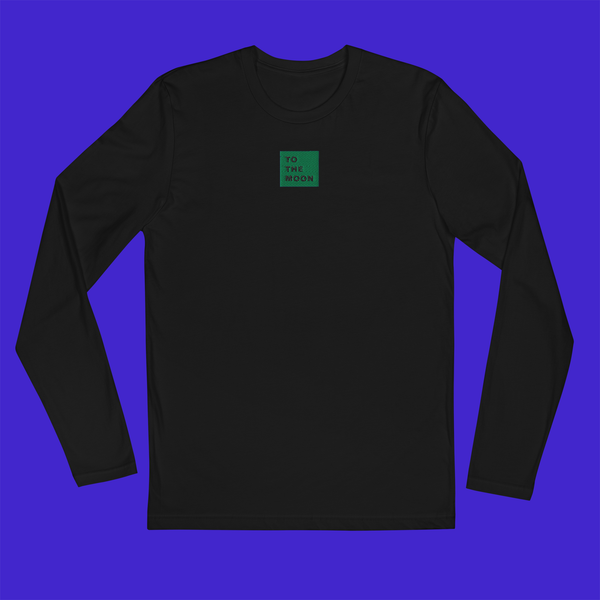 Men's Fitted Long Sleeve Shirt - BLACK - TO THE MOON (green)