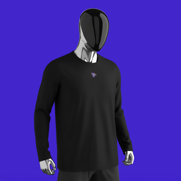 Men's Fitted Long Sleeve Shirt - BLACK - NodeDog