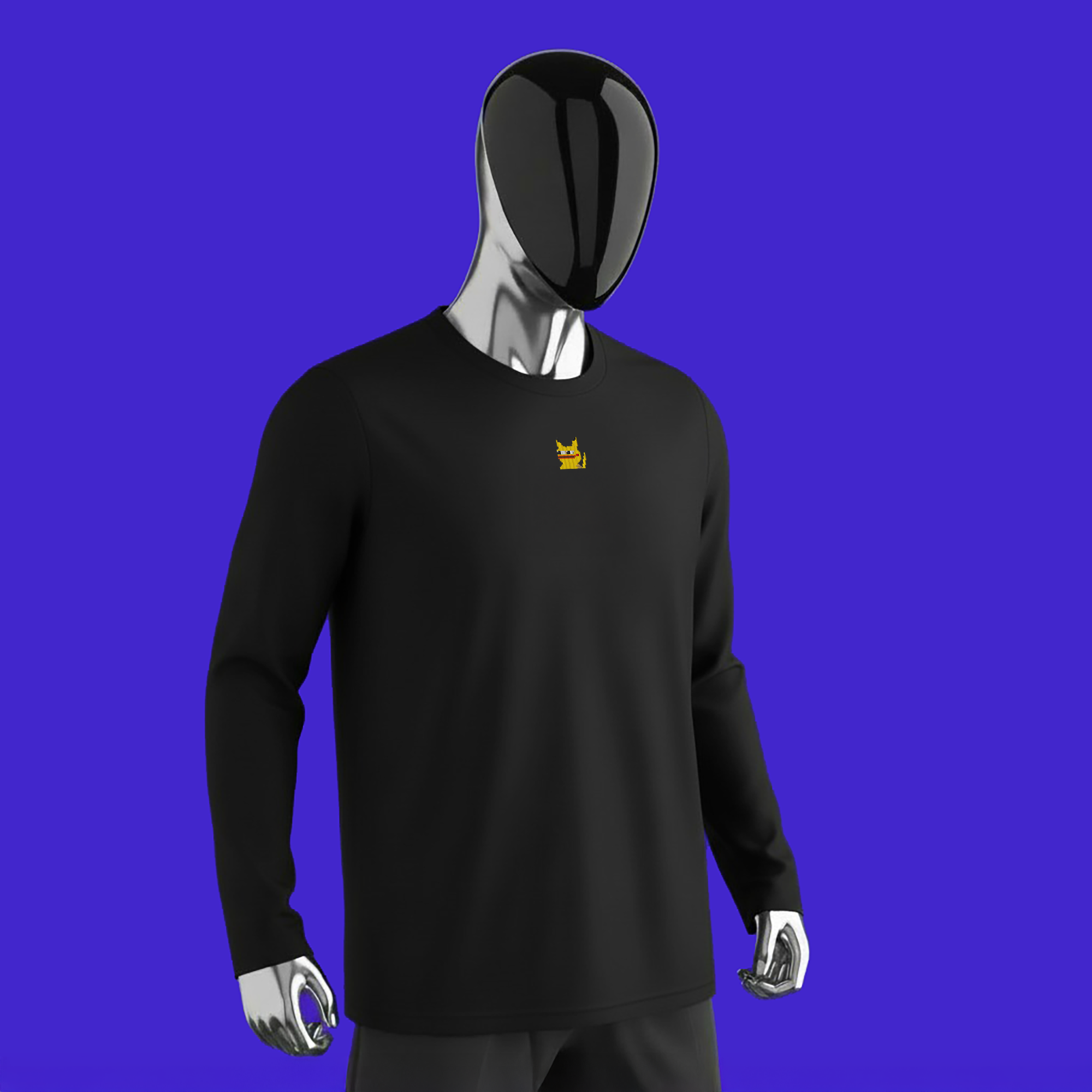 Men's Fitted Long Sleeve Shirt - BLACK - Pepekachu