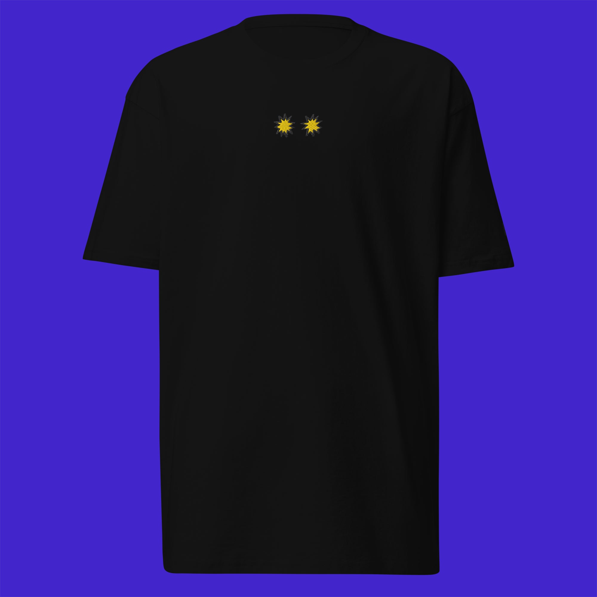 Men's Premium Heavyweight T-Shirt - Black - StarsEyes (yellow)