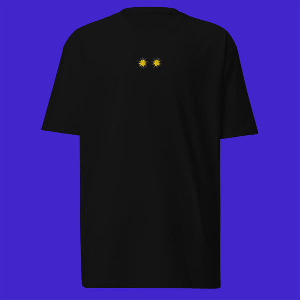 Men's Premium Heavyweight T-Shirt - Black - StarsEyes (yellow)