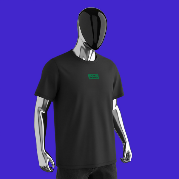 Men's Premium Heavyweight T-Shirt - Black - I AM SATOSHI (green)
