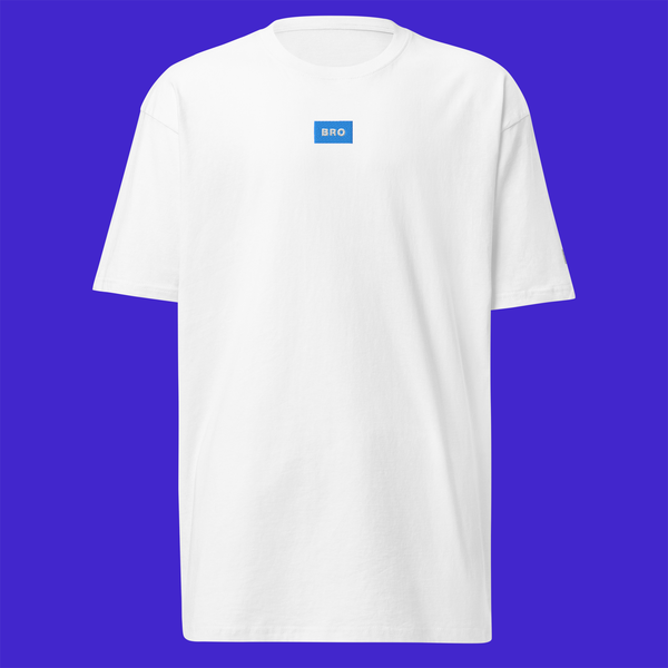 Men's Premium Heavyweight T-Shirt - White - BRO (blue)