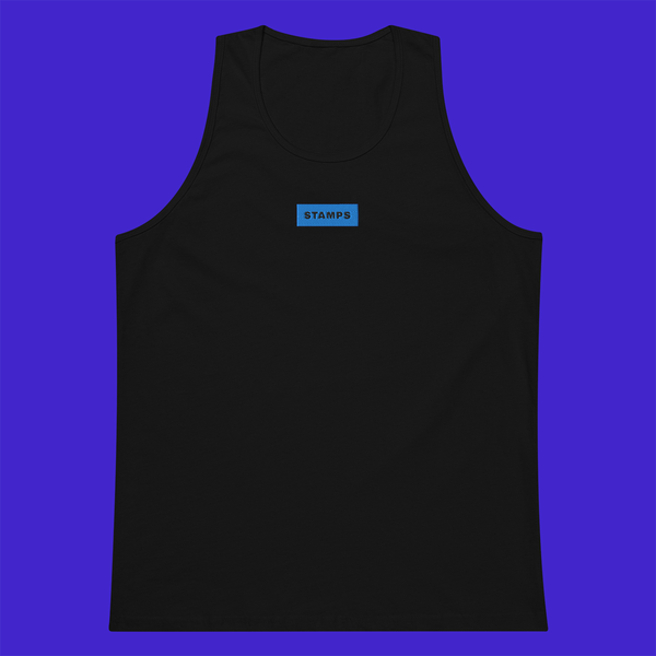 Men's Premium Tank Top - BLACK - STAMPS (blue)