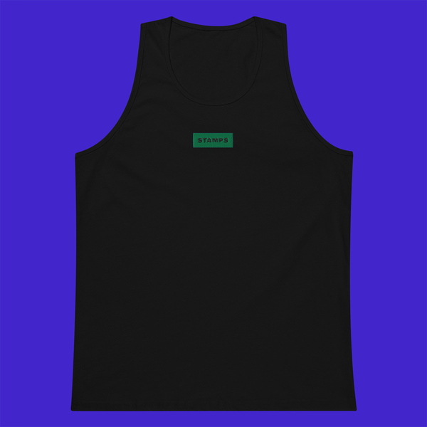 Men's Premium Tank Top - BLACK - STAMPS (green)