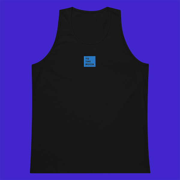 Men's Premium Tank Top - BLACK - TO THE MOON (blue)