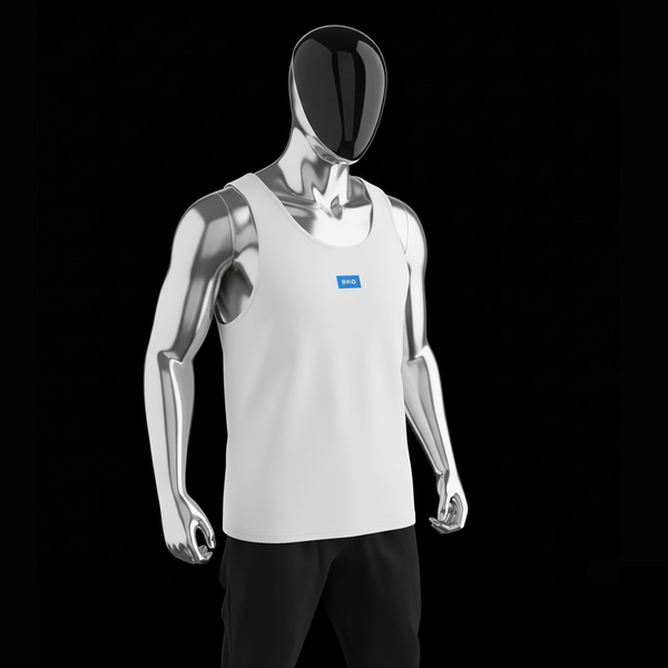 Men's Premium Tank Top - WHITE - BRO (blue)