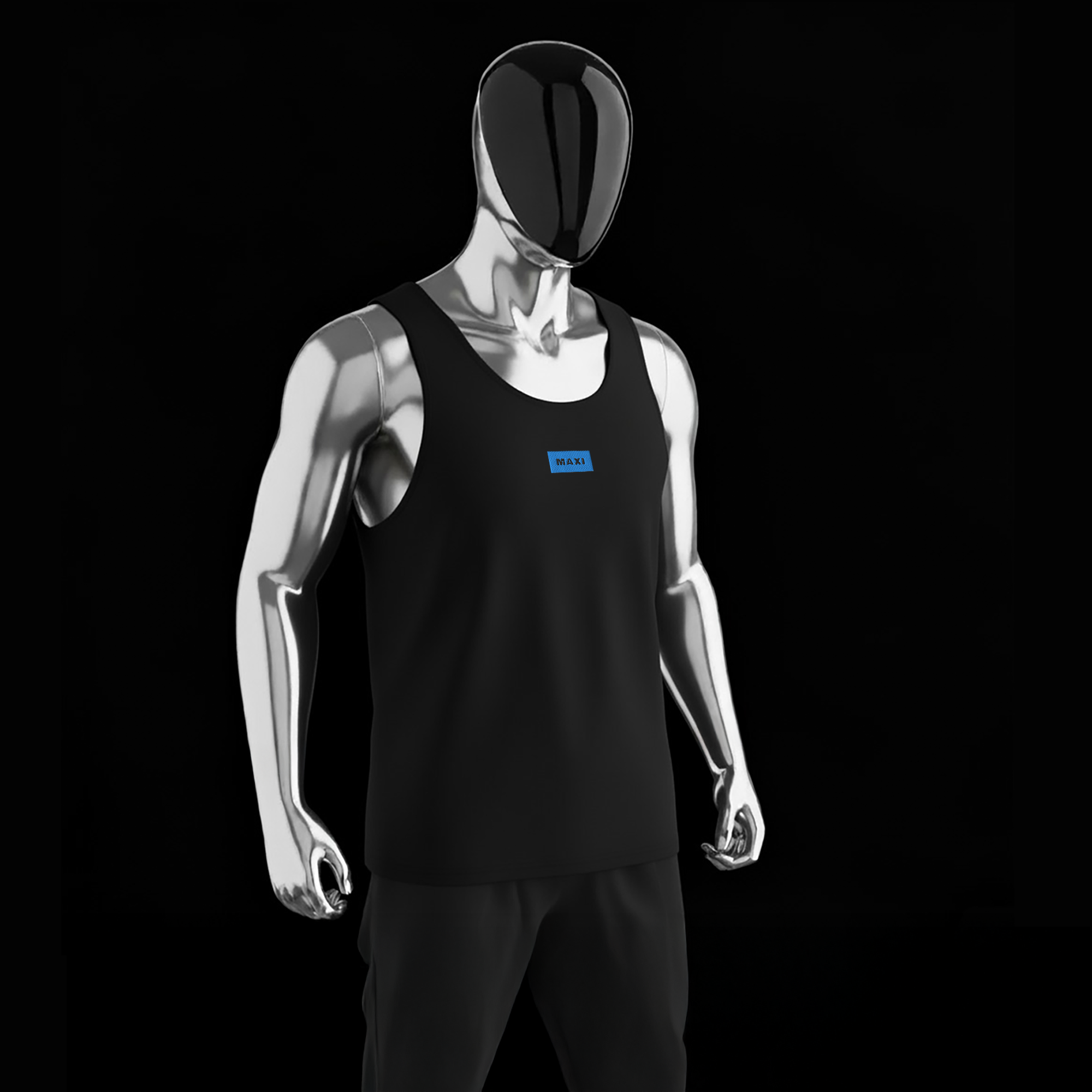 Men's Premium Tank Top - BLACK - MAXI (blue)
