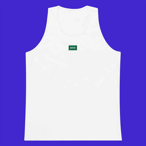 Men's Premium Tank Top - WHITE - BRO (green)
