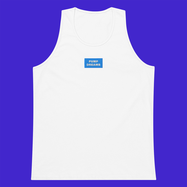 Men's Premium Tank Top - WHITE - PUMP DREAMS (blue)