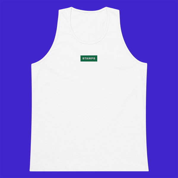 Men's Premium Tank Top - WHITE - STAMPS (green)