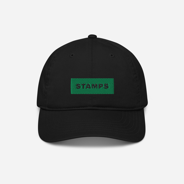 Organic Baseball Cap - Black - STAMPS (green)