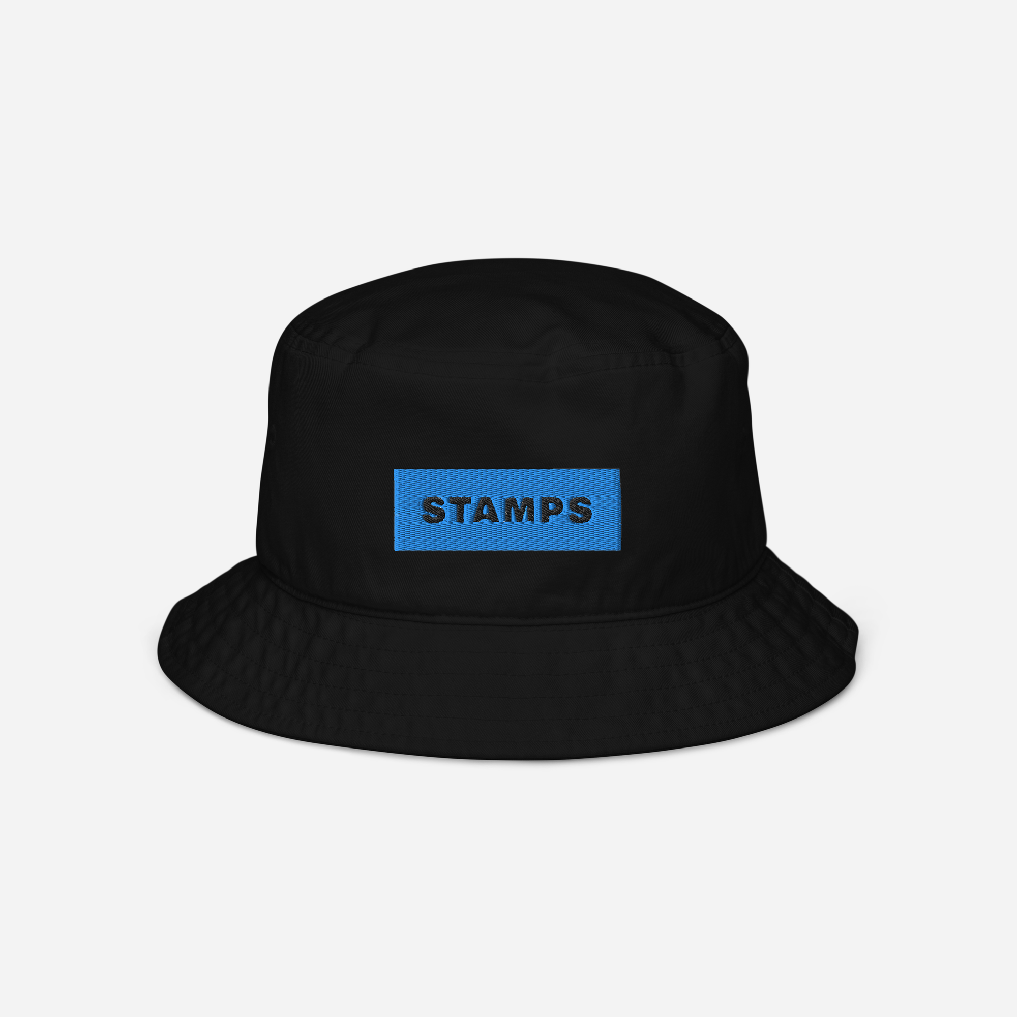 Organic Bucket Hat - Black - STAMPS (blue)