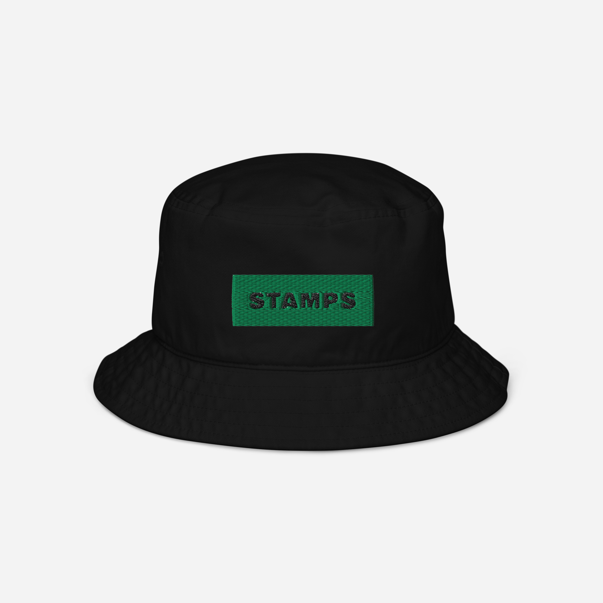 Organic Bucket Hat - Black - STAMPS (green)