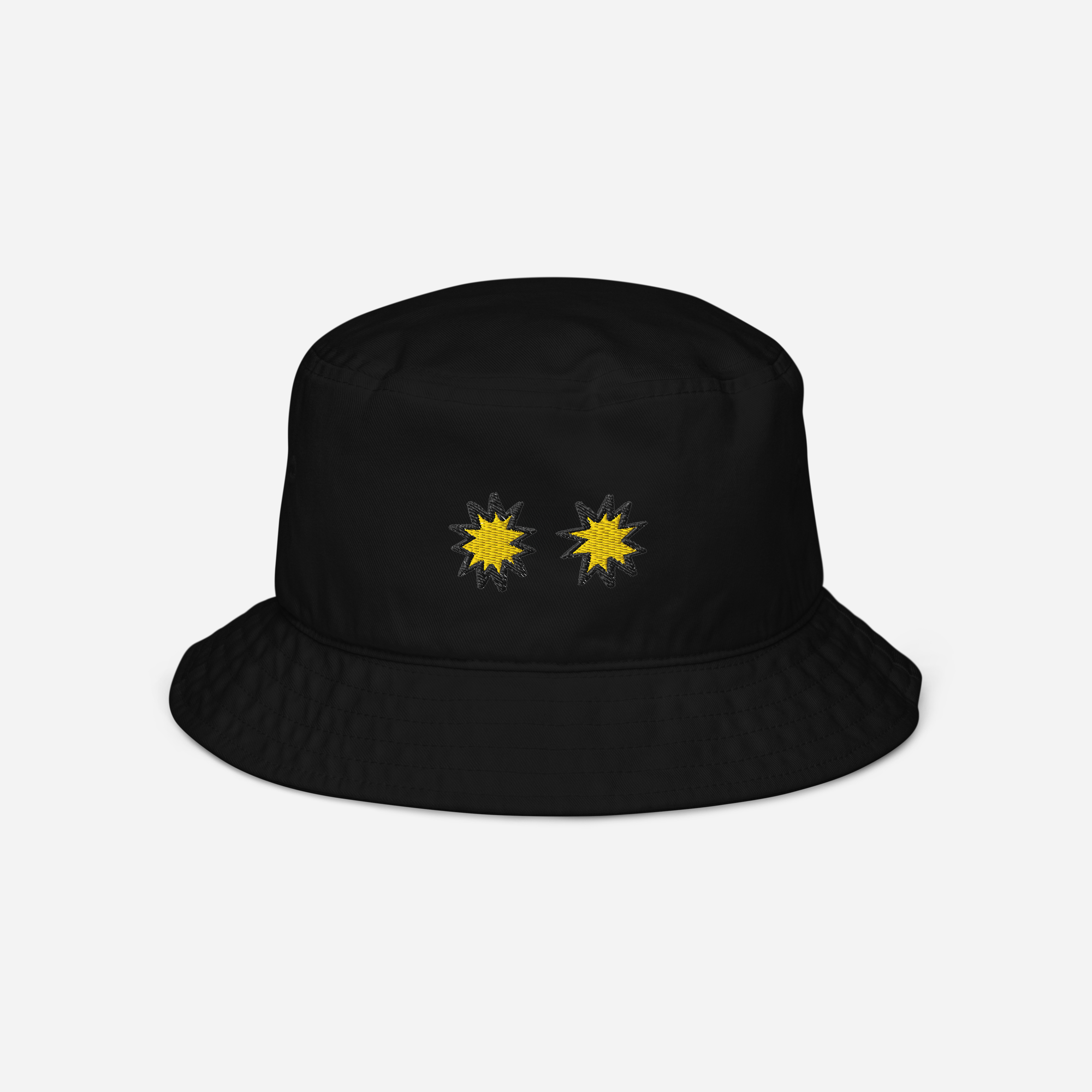 Organic Bucket Hat - Black - StarsEyes (yellow)