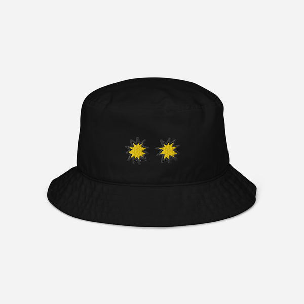 Organic Bucket Hat - Black - StarsEyes (yellow)