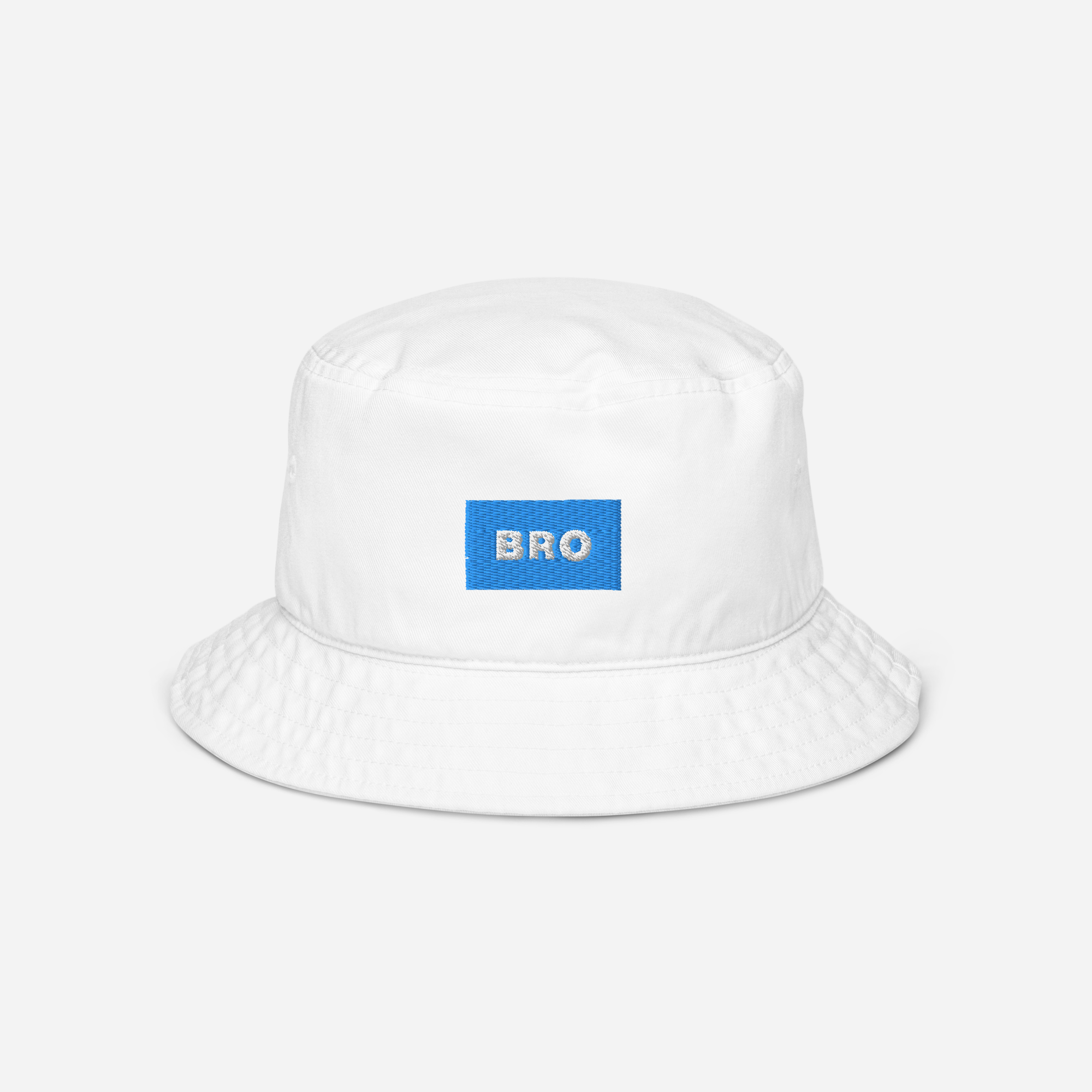 Organic Bucket Hat - WHITE - BRO (blue)