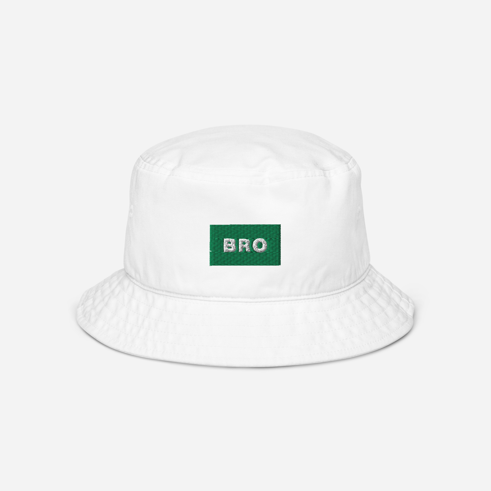 Organic Bucket Hat - WHITE - BRO (green)