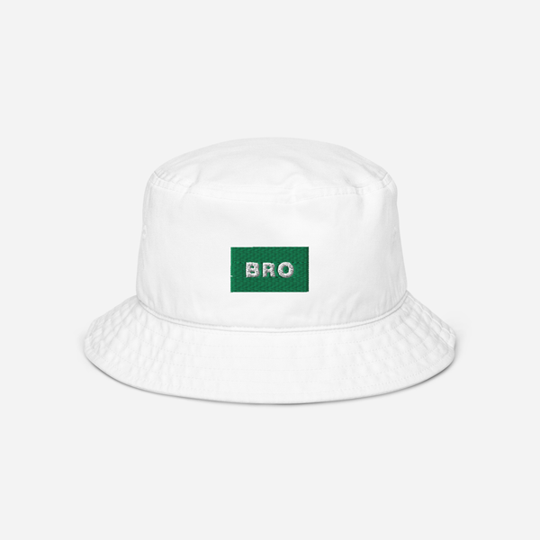 Organic Bucket Hat - WHITE - BRO (green)