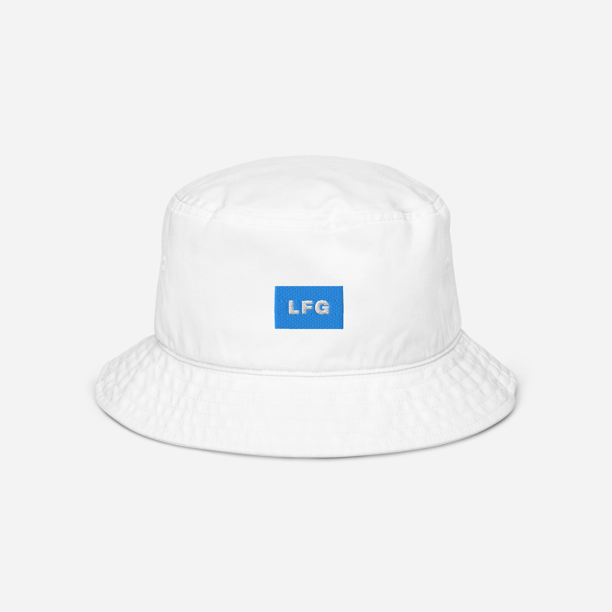 Organic Bucket Hat - WHITE - LFG (blue)