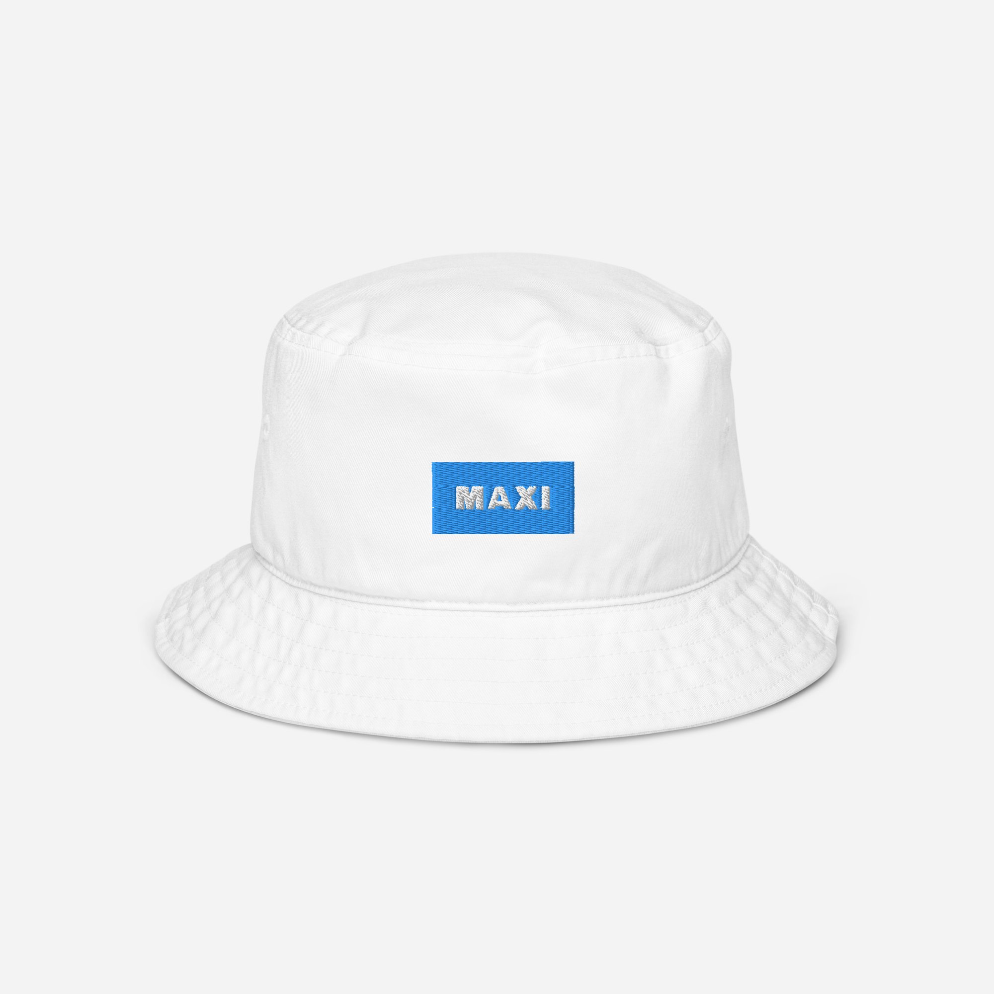 Organic Bucket Hat - WHITE - MAXI (blue)