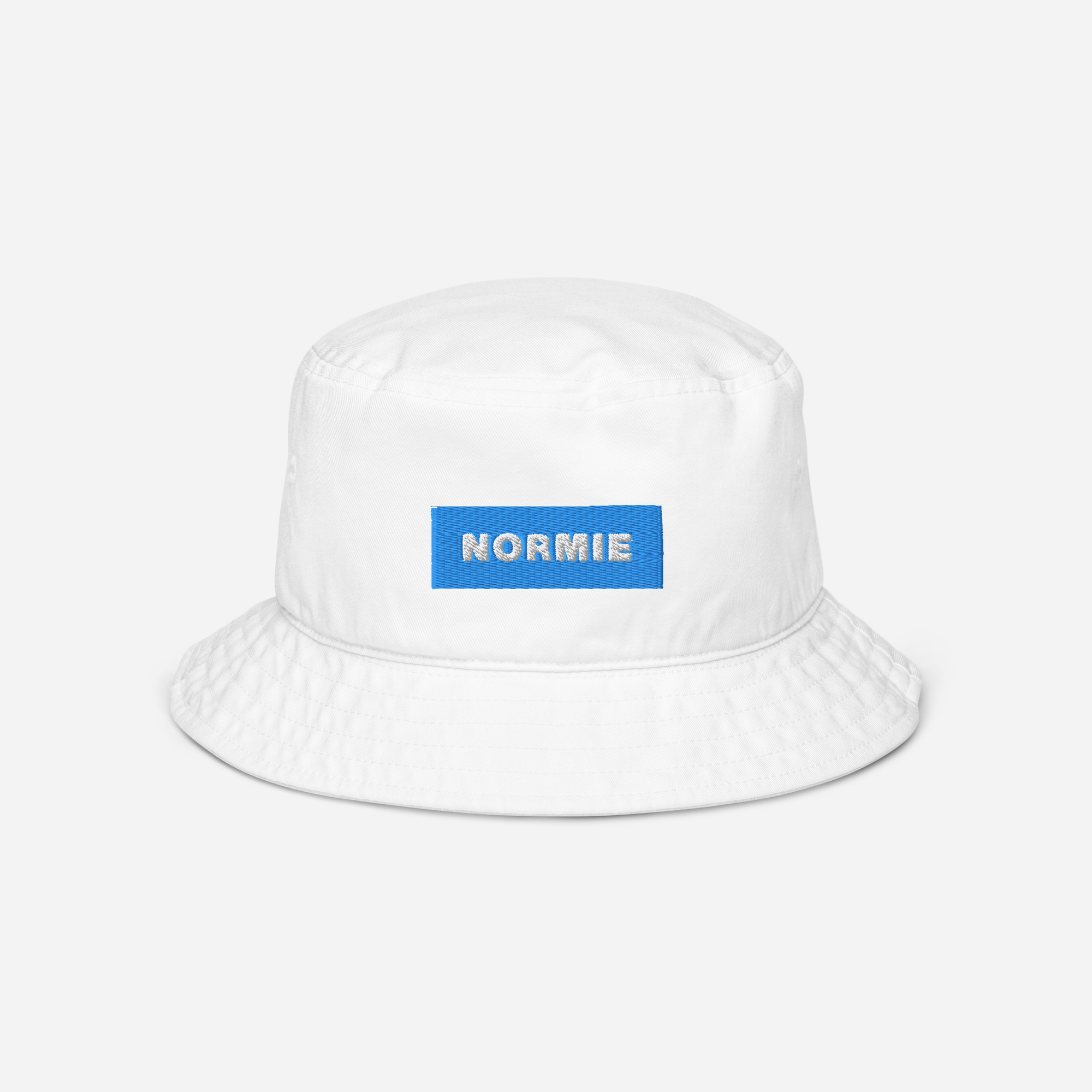 Organic Bucket Hat - WHITE - NORMIE (blue)