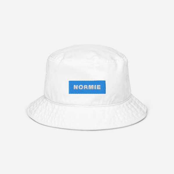 Organic Bucket Hat - WHITE - NORMIE (blue)
