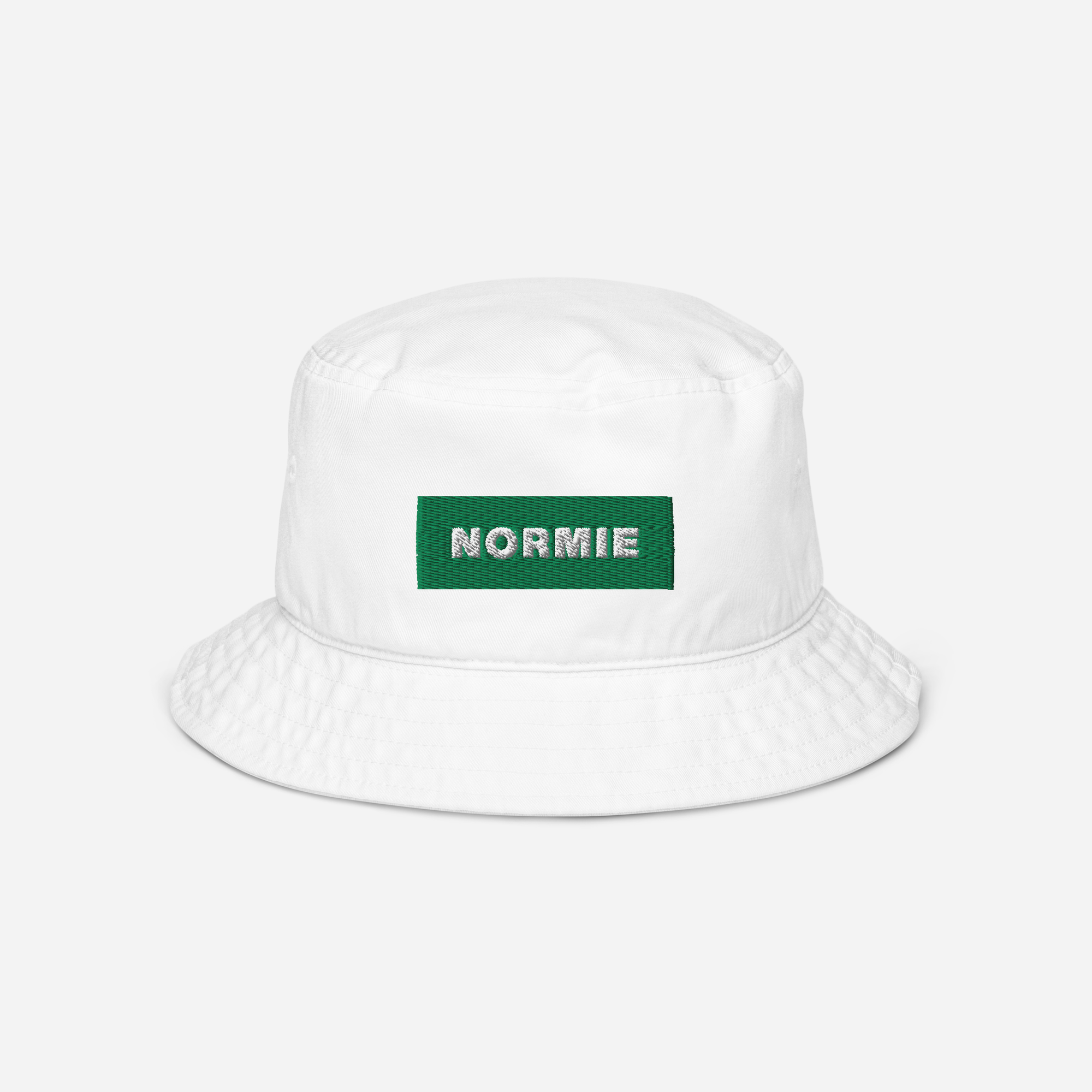 Organic Bucket Hat - WHITE - NORMIE (green)