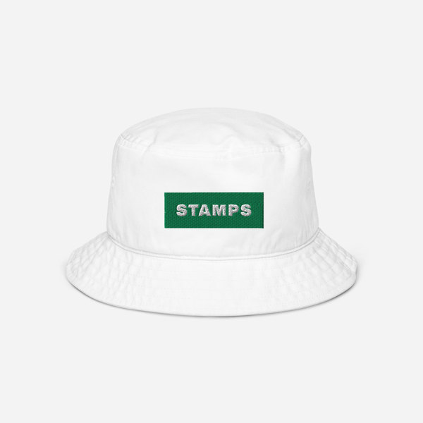 Organic Bucket Hat - WHITE - STAMPS (green)